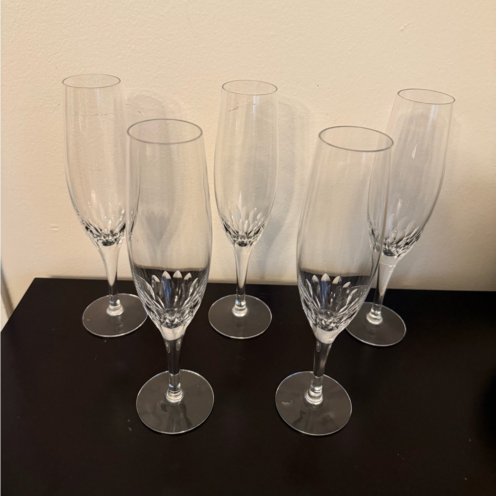 Vintage Crystal Champagne Glasses Flutes - Set of 5 - Picture 2 of 7